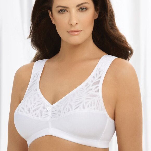 Glamorise 48F 48G (Stretch-To-Fit) Bra WIDE STRAPS = Shoulder Comfort White NEW - Picture 16 of 16
